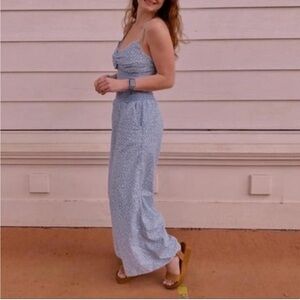 Ditzy Flower Smocked Blue Chambray Cotton Matching Set